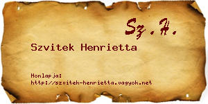 Szvitek Henrietta névjegykártya